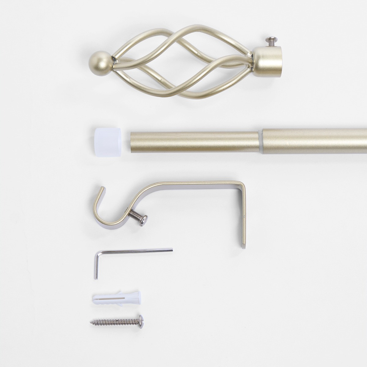 OHS 16mm Extendable Twist Curtain Pole, Brushed Gold - 70-120cm>