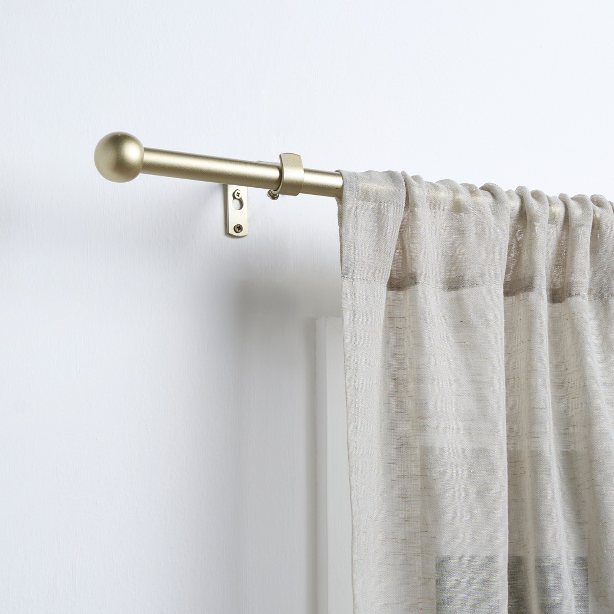 OHS 16mm Extendable Ball Curtain Pole, Brass - 120-220cm>