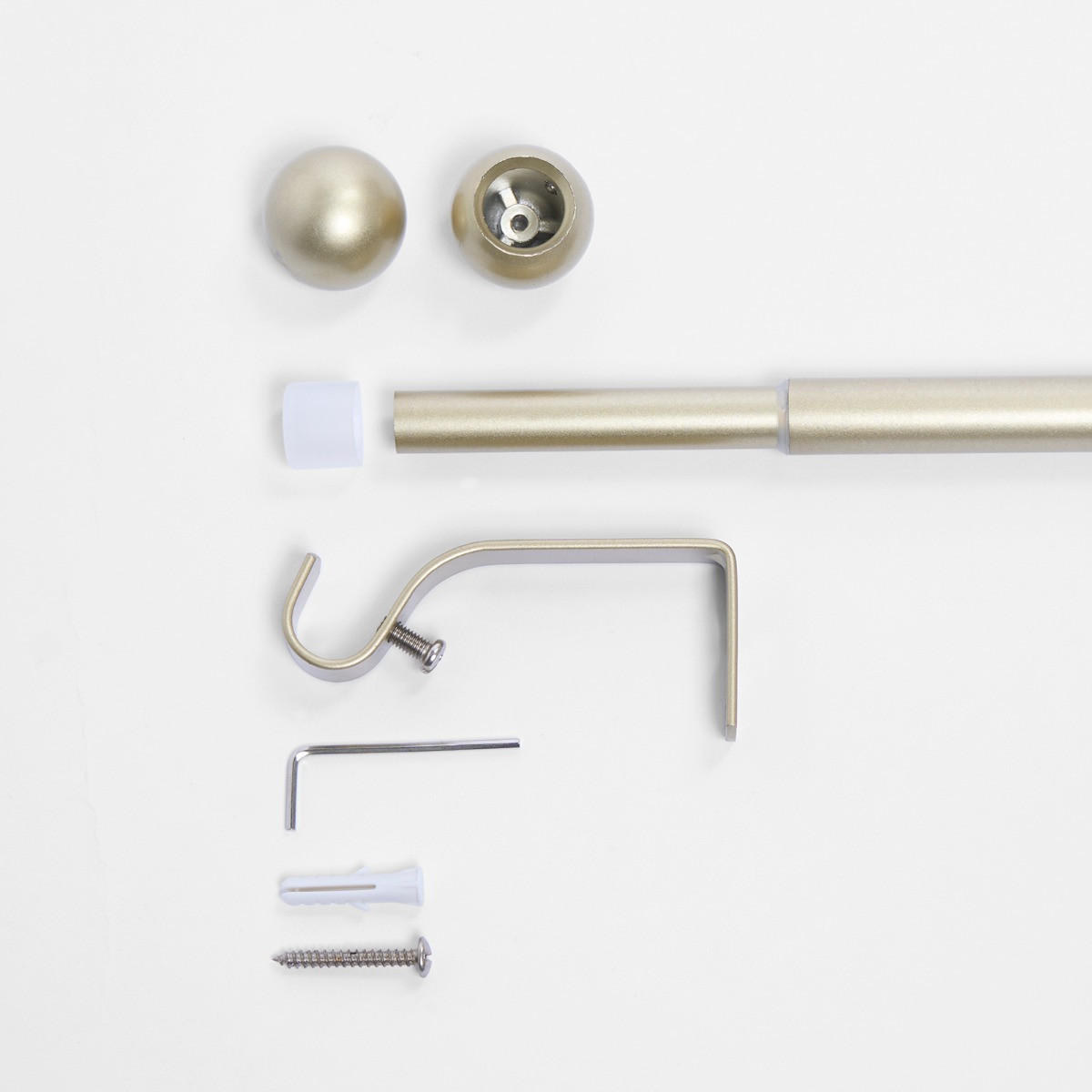 OHS 16mm Extendable Ball Curtain Pole, Brass - 120-220cm>