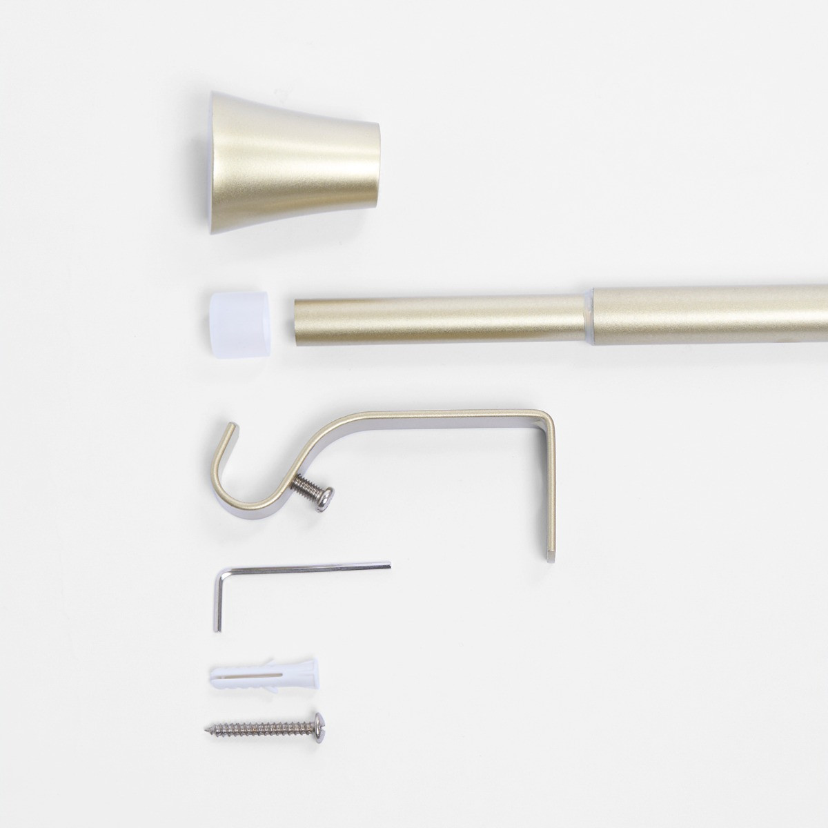 OHS 16mm Extendable Trumpet Curtain Pole, Brass - 120-220mm>