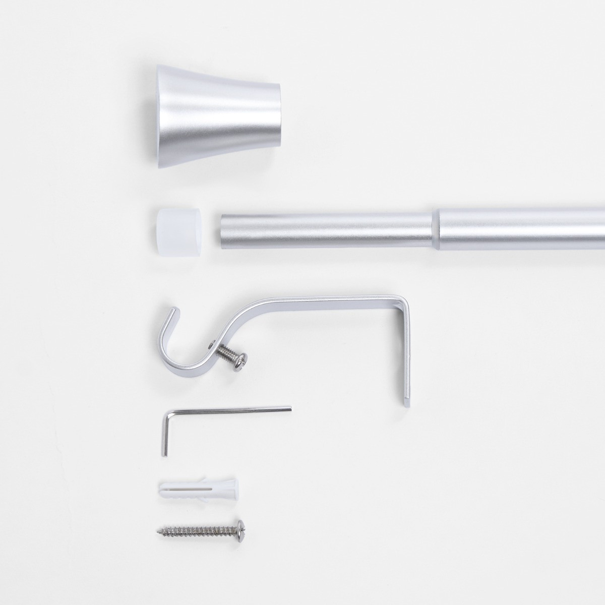 OHS 28mm Extendable Trumpet Curtain Pole, Silver - 120-220cm>