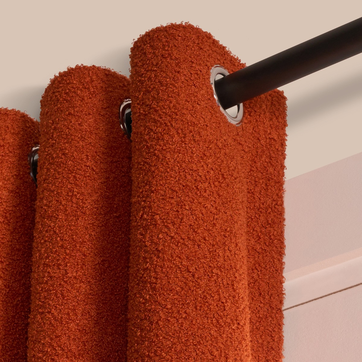 OHS Bouclé Eyelet Blackout Curtains, Rust - 66 x 72in>