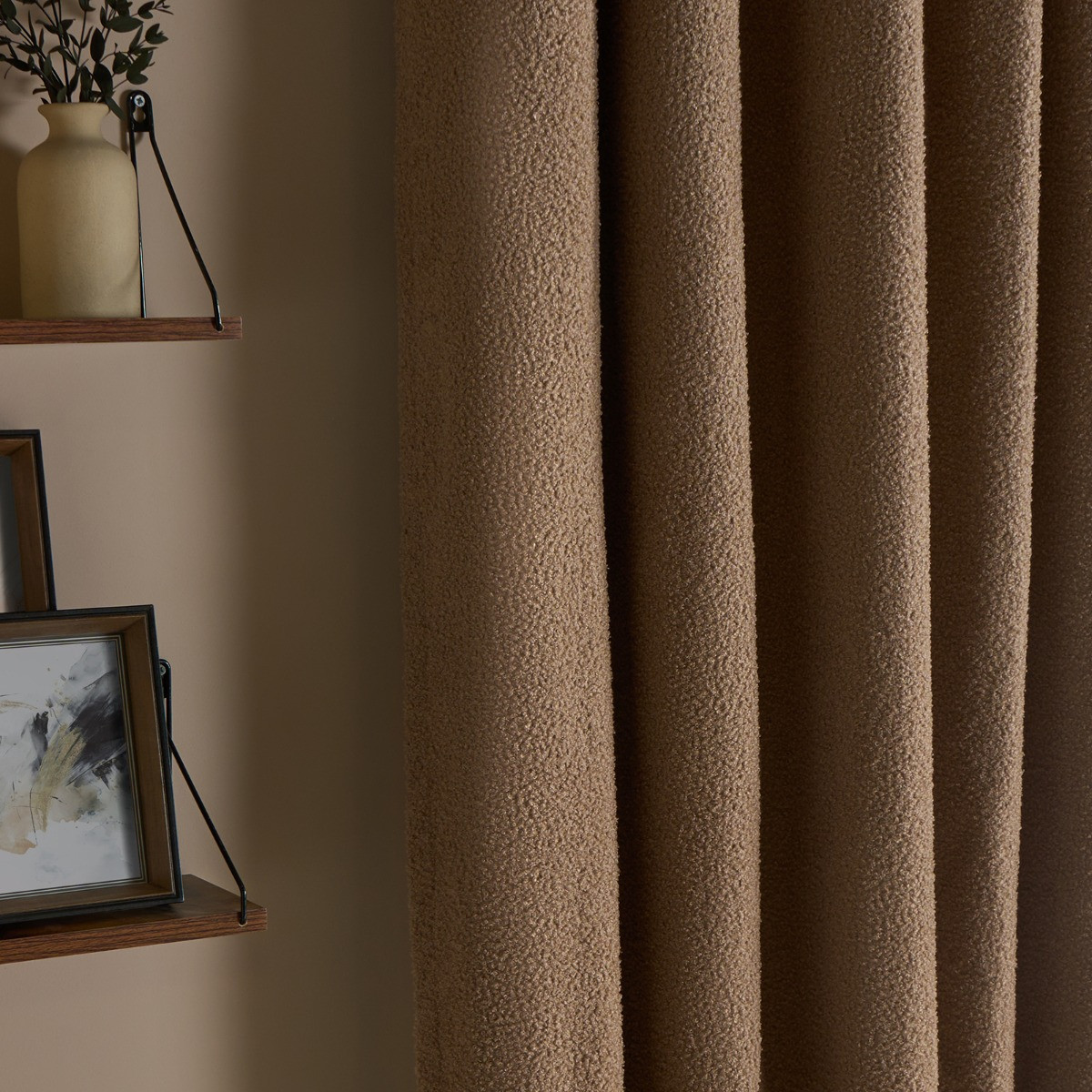 OHS Bouclé Eyelet Blackout Curtains, Natural - 66 x 72in>