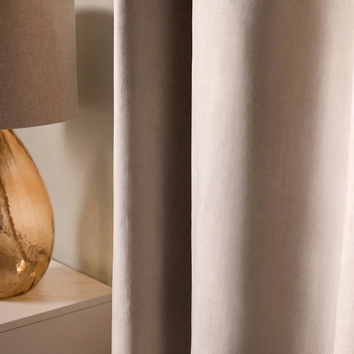 OHS Thermal Velvet Eyelet Curtains - Natural>