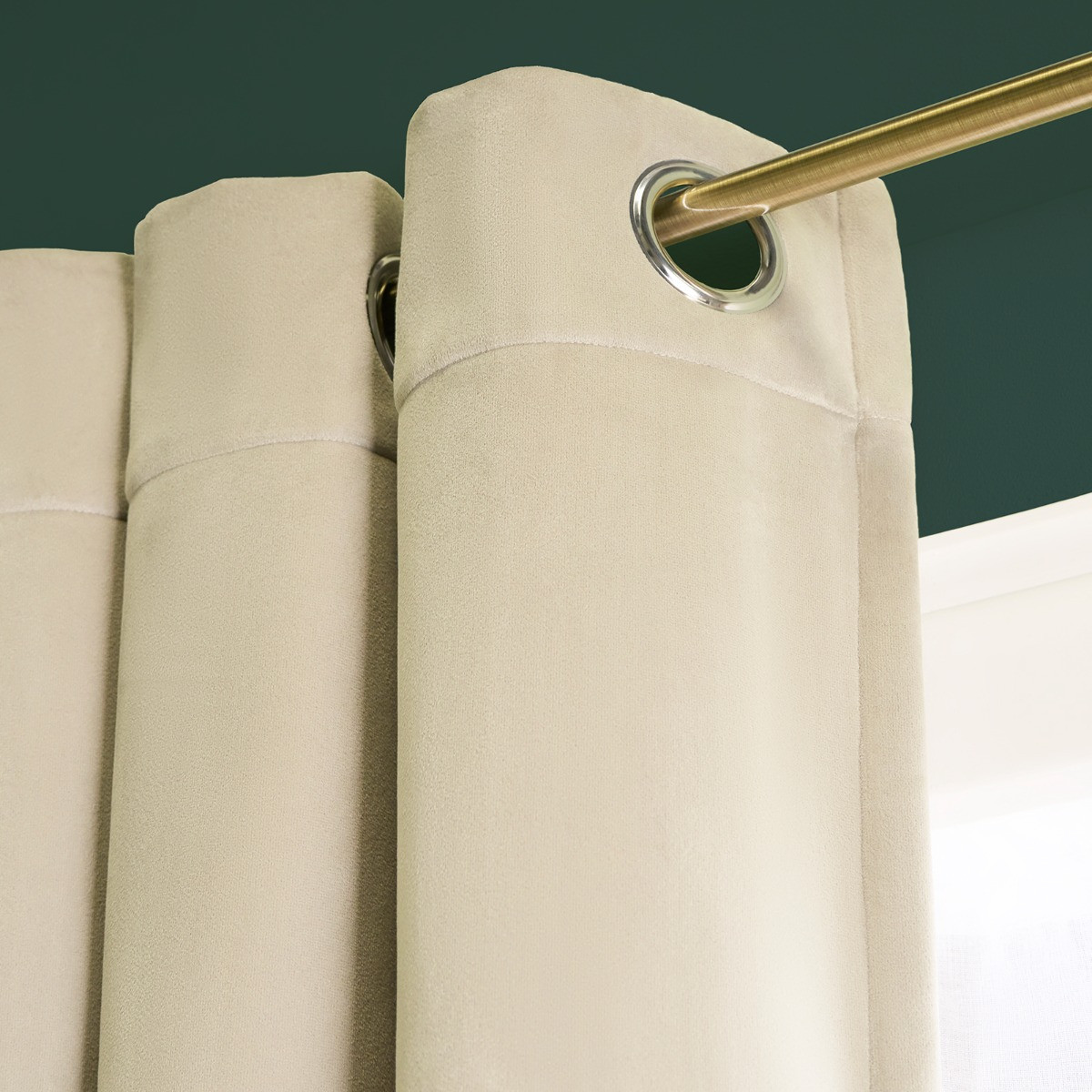 OHS Thermal Velvet Eyelet Curtains - Natural>