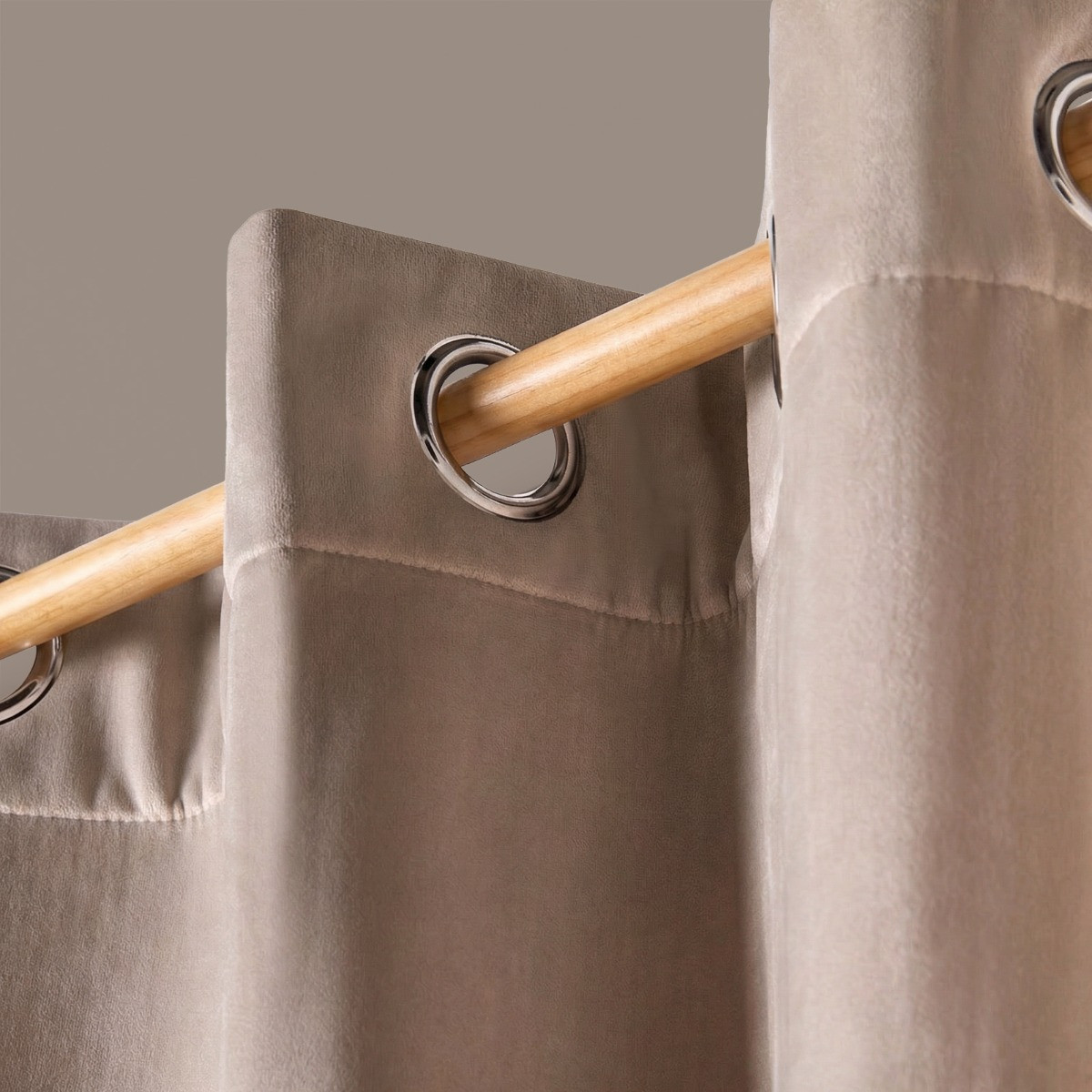 OHS Thermal Velvet Eyelet Curtains - Natural>