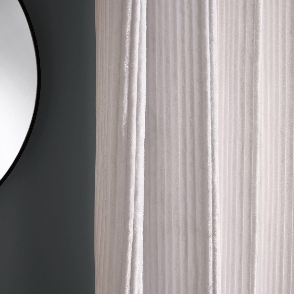 OHS Ribbed Fleece Thermal Curtains, White - 90 x 90in>