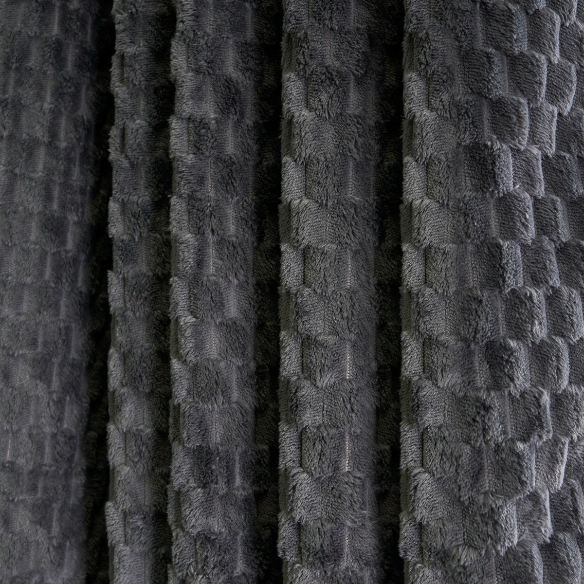 OHS Waffle Fleece Thermal Eyelet Curtains - Charcoal>