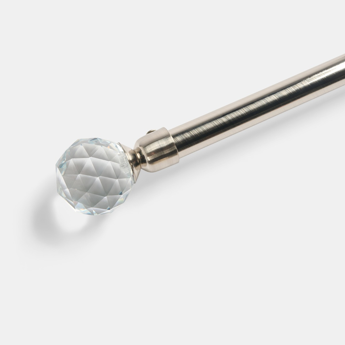 OHS 16mm Extendable Crystal Ball Curtain Pole, Silver - 70-120cm>