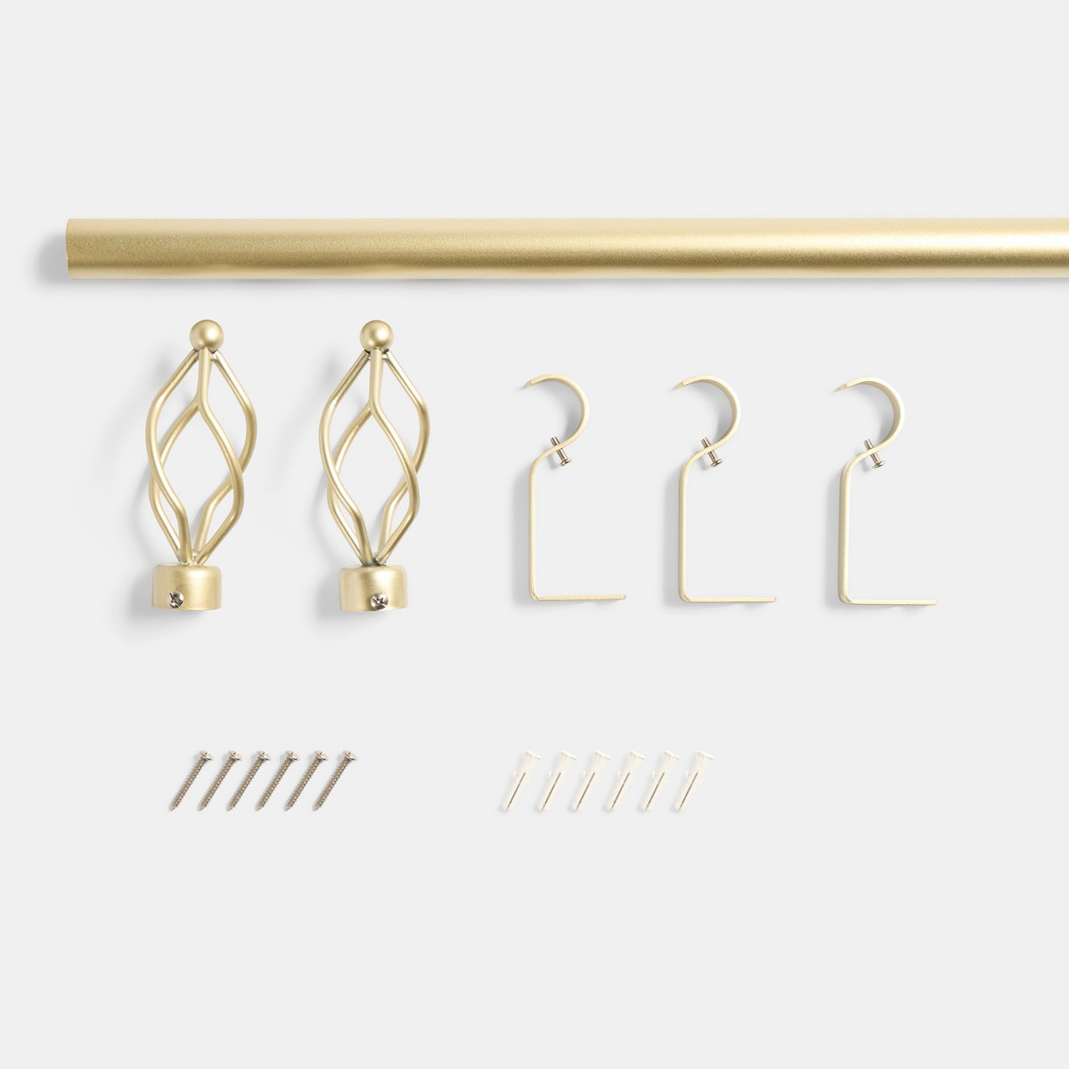 OHS 28mm Extendable Twist Curtain Pole, Brushed Gold - 120-220cm>