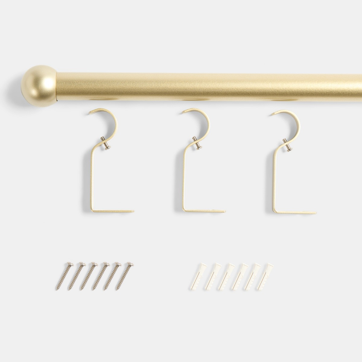OHS 28mm Extendable Ball Curtain Pole, Brushed Gold - 120-220cm>