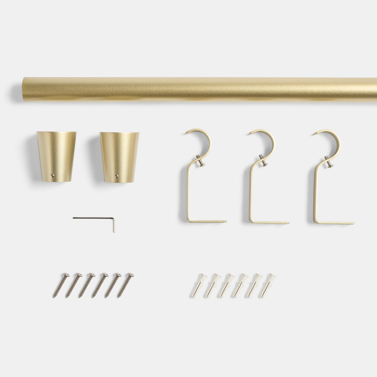 OHS 28mm Extendable Trumpet Curtain Pole, Brushed Gold - 120-220cm>