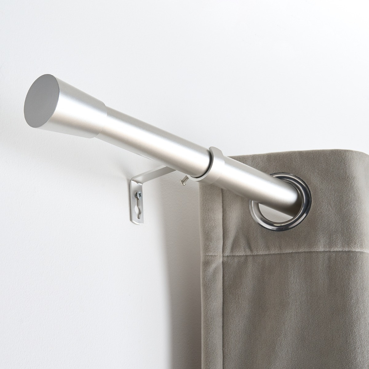 OHS 28mm Extendable Trumpet Curtain Pole, Silver - 120-220cm>