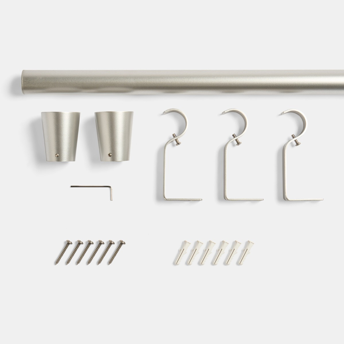 OHS 28mm Extendable Trumpet Curtain Pole, Silver - 120-220cm>