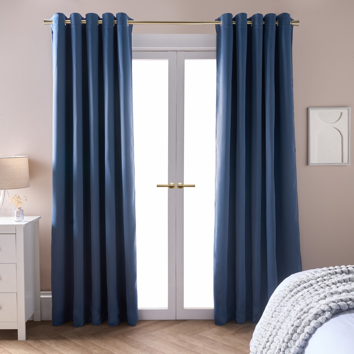 OHS Eyelet Blackout Curtains, Dark Blue - 46 x 72in>