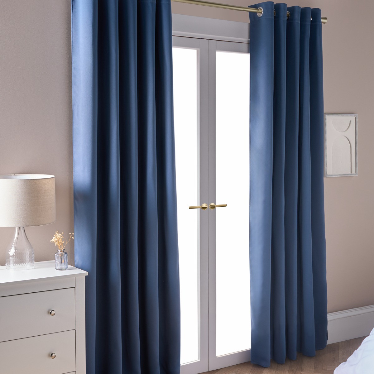 OHS Eyelet Blackout Curtains, Dark Blue - 46 x 54in>