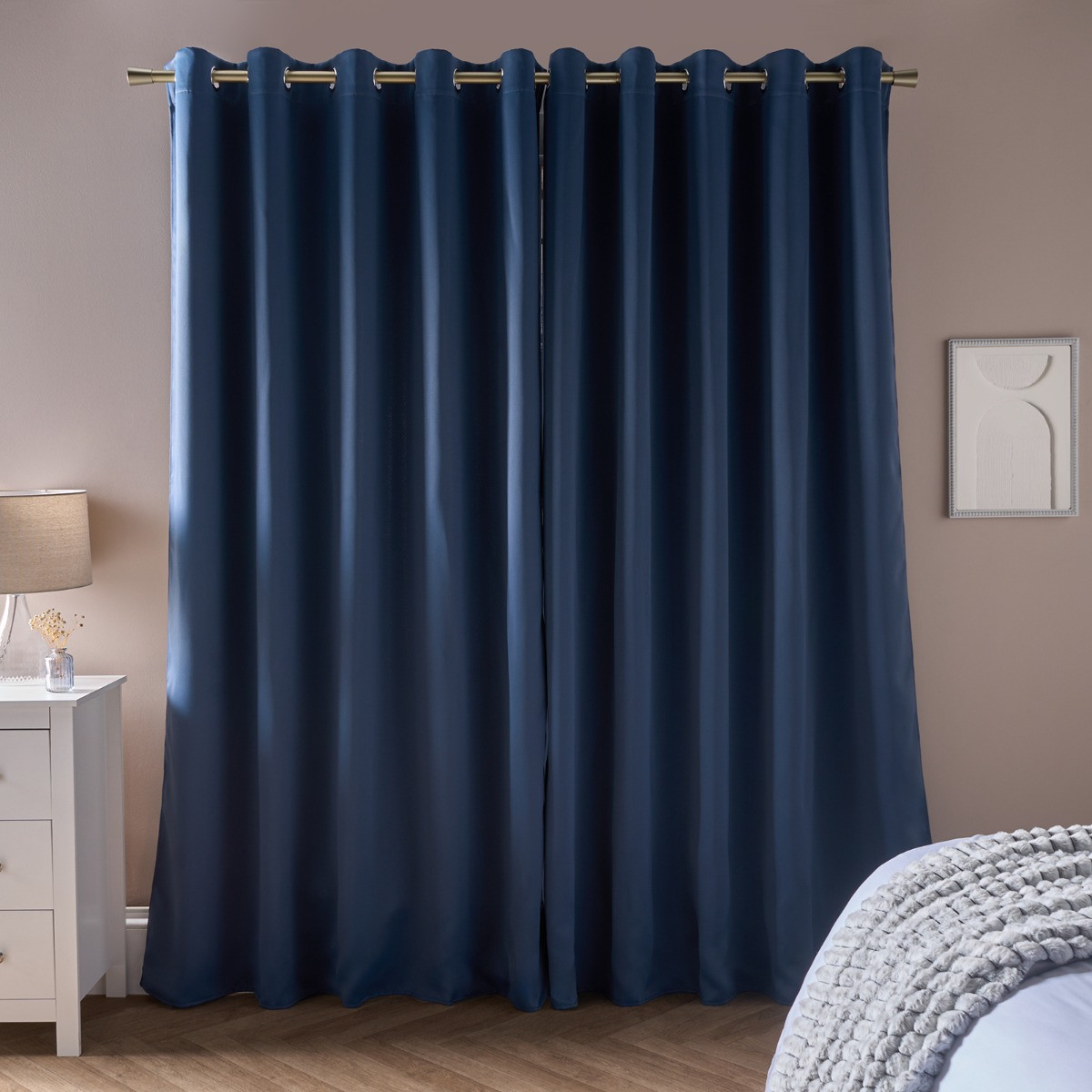 OHS Eyelet Blackout Curtains, Dark Blue - 46 x 54in>