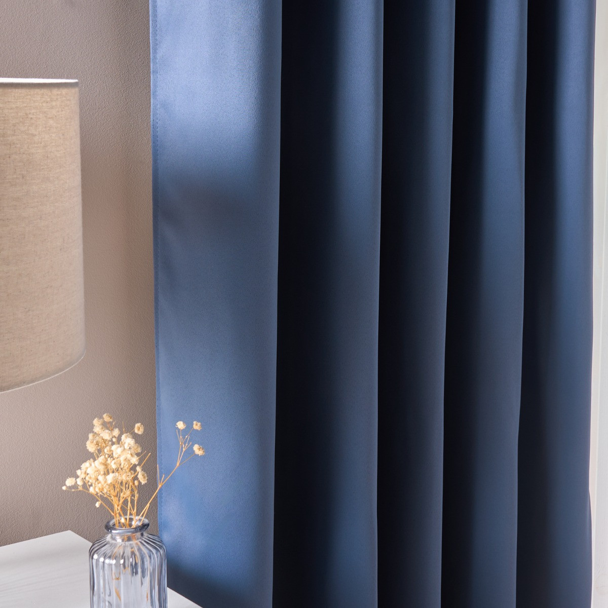 OHS Eyelet Blackout Curtains - Dark Blue >
