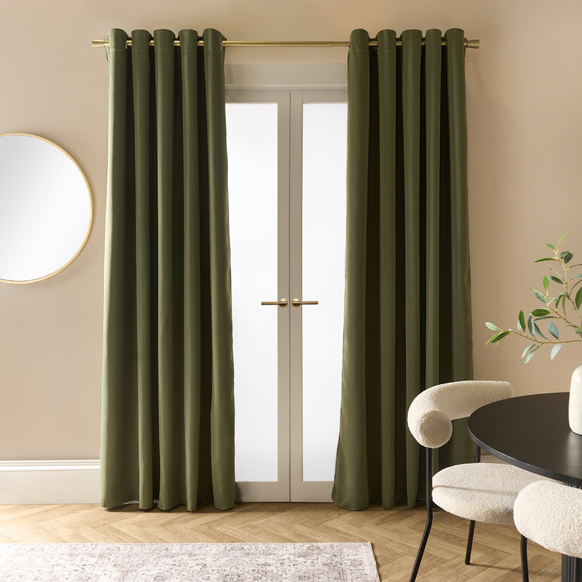 OHS Eyelet Blackout Curtains, Olive Green - 46 x 54in>