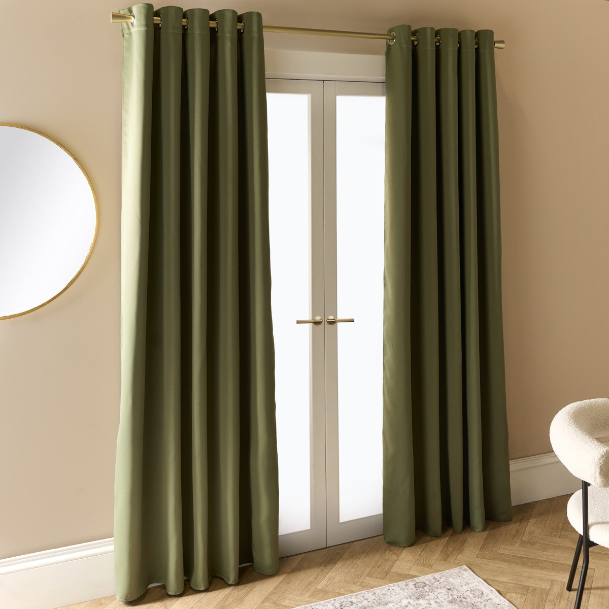 OHS Eyelet Blackout Curtains, Olive Green - 66 x 72in>