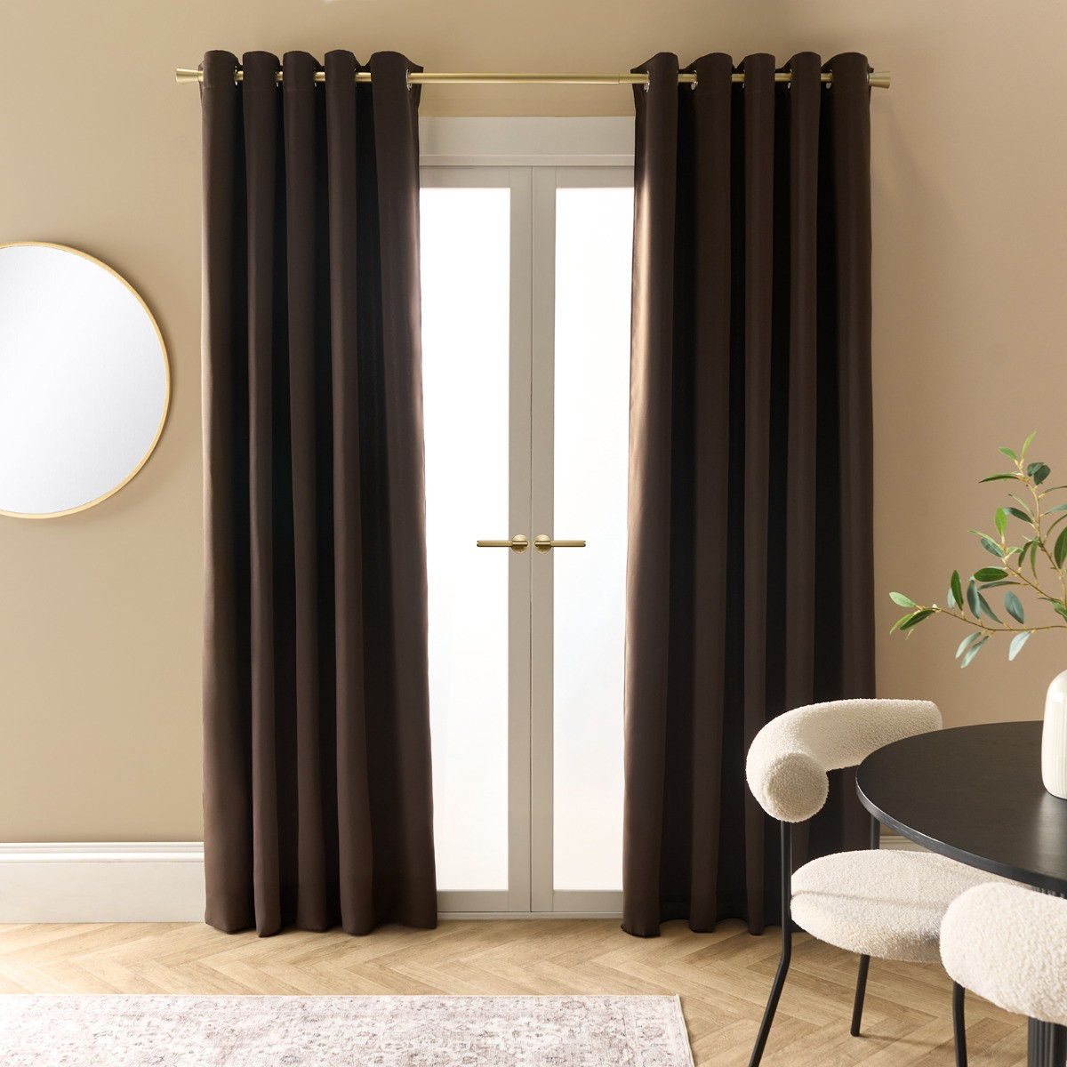 OHS Eyelet Blackout Curtains, Brown - 66 x 90in>