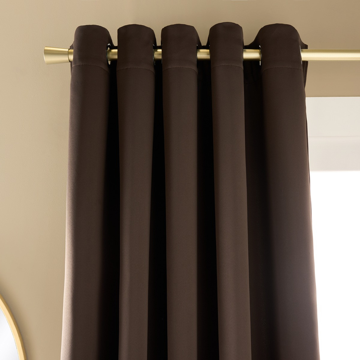 OHS Eyelet Blackout Curtains, Brown - 66 x 54in>