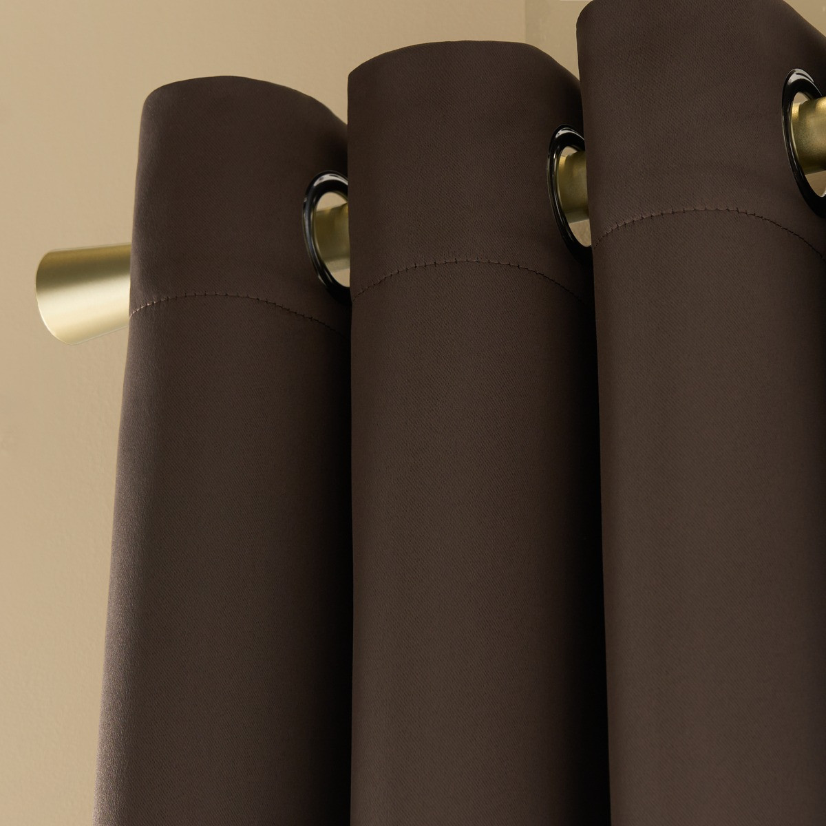 OHS Eyelet Blackout Curtains, Brown - 66 x 90in>