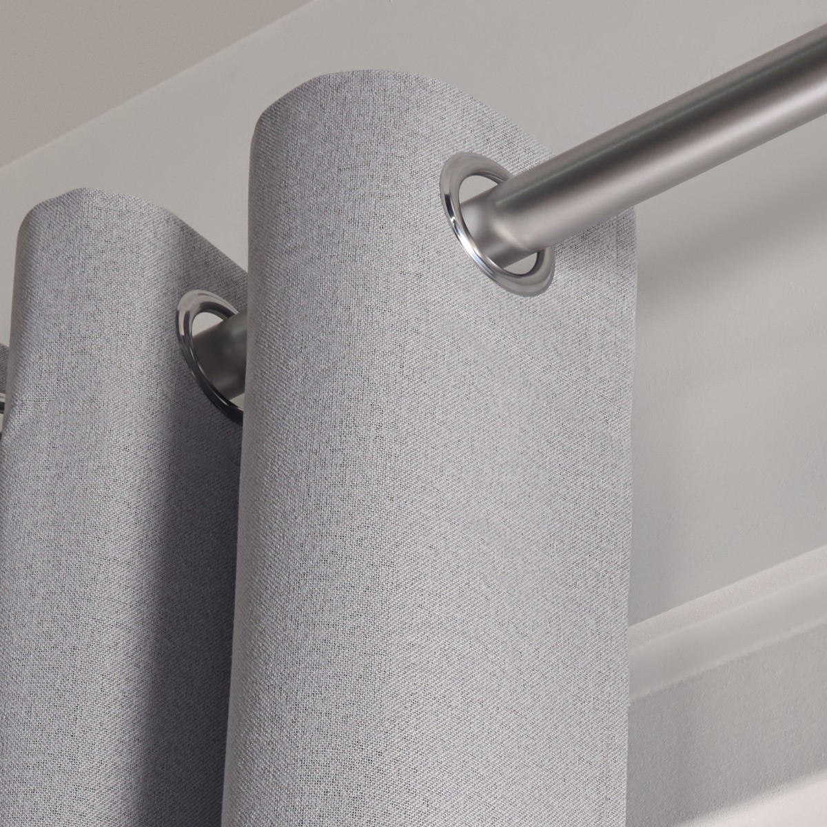 OHS Woven Texture Eyelet Blackout Curtains, Silver - 90 x 90in>