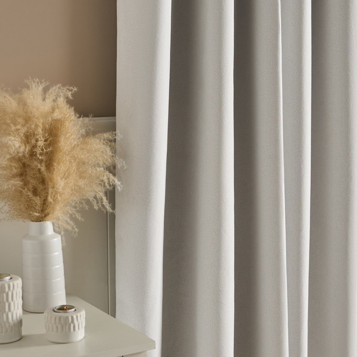 OHS Woven Texture Eyelet Ultra Blackout Curtains, Cream - 46 x 54">