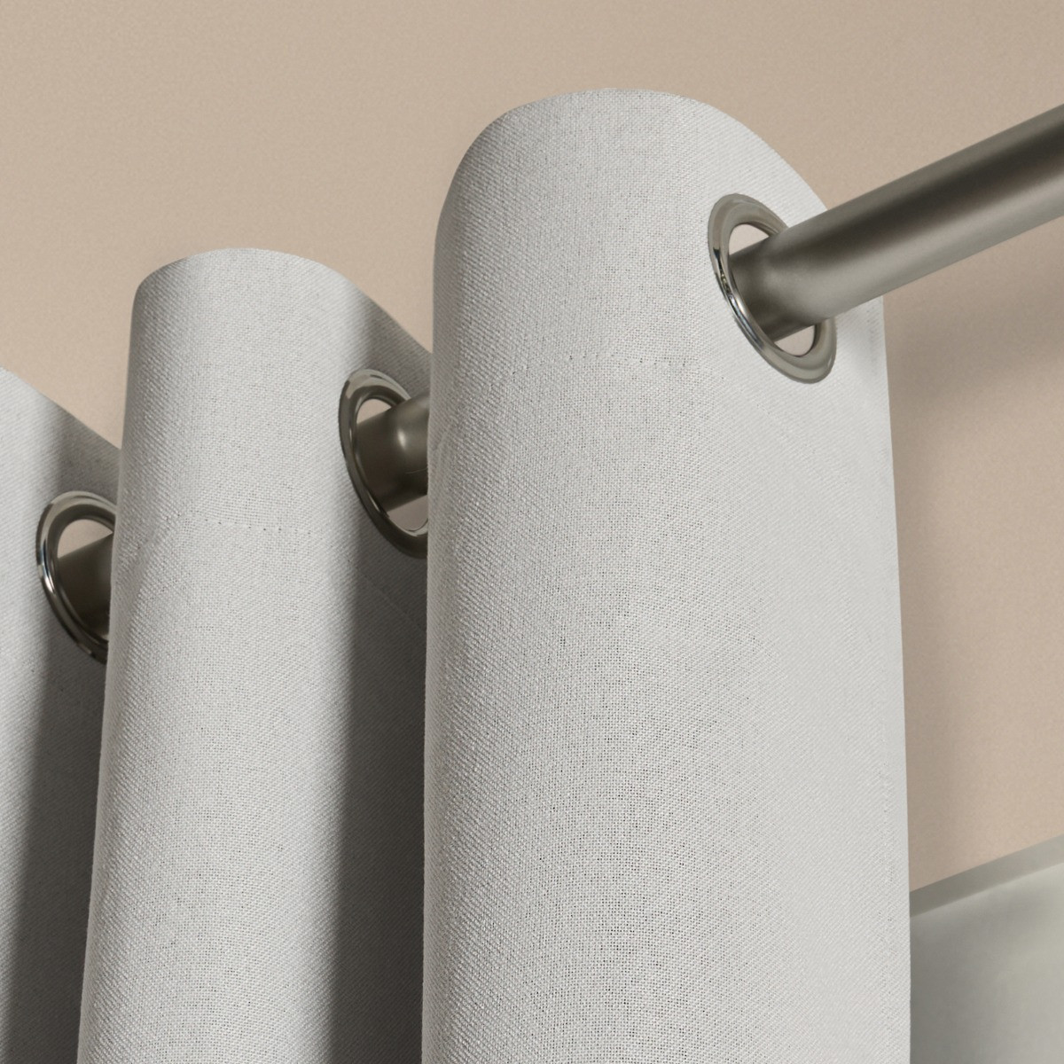 OHS Woven Texture Eyelet Ultra Blackout Curtains - Cream>