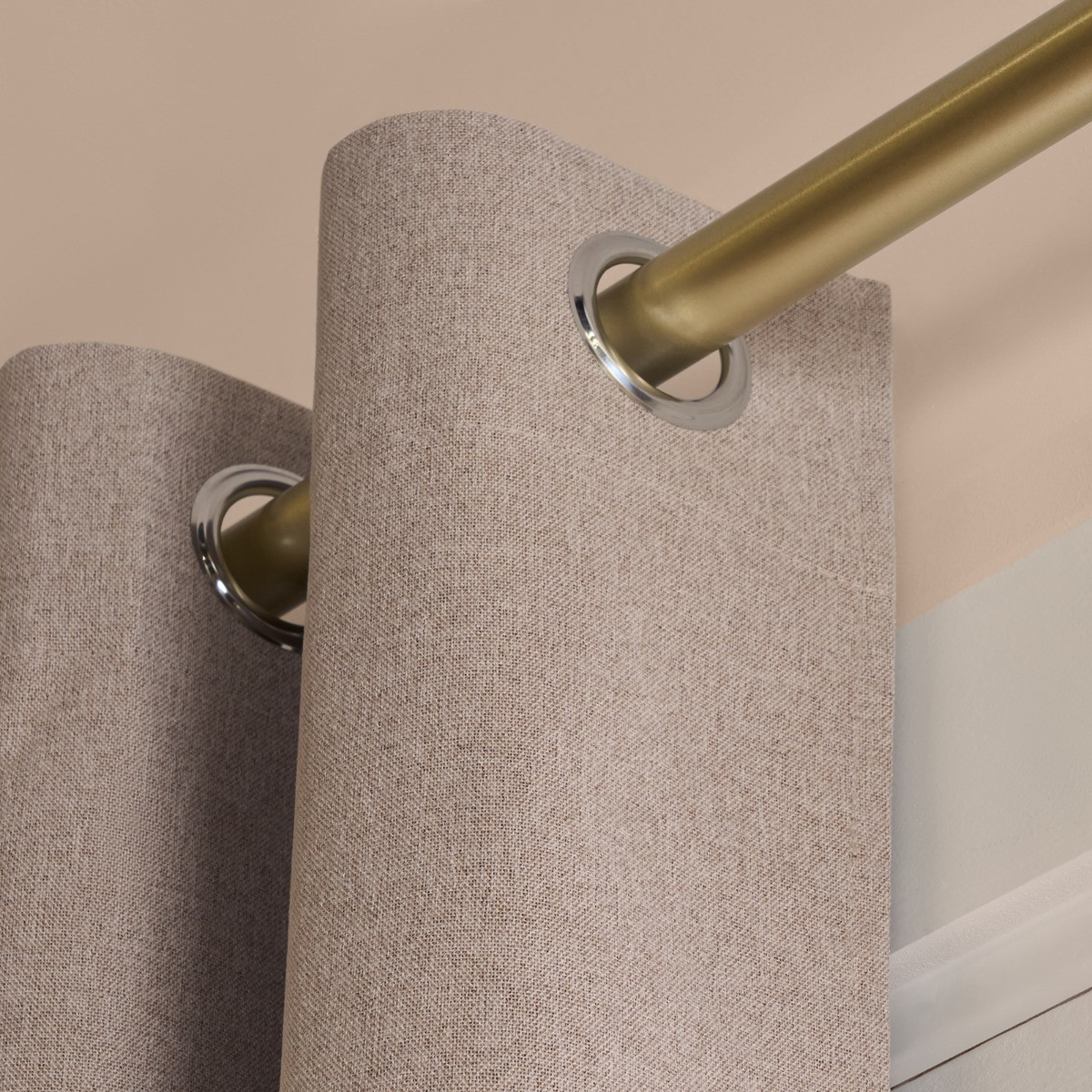 OHS Woven Texture Eyelet Ultra Blackout Curtains, Natural - 66 x 90">