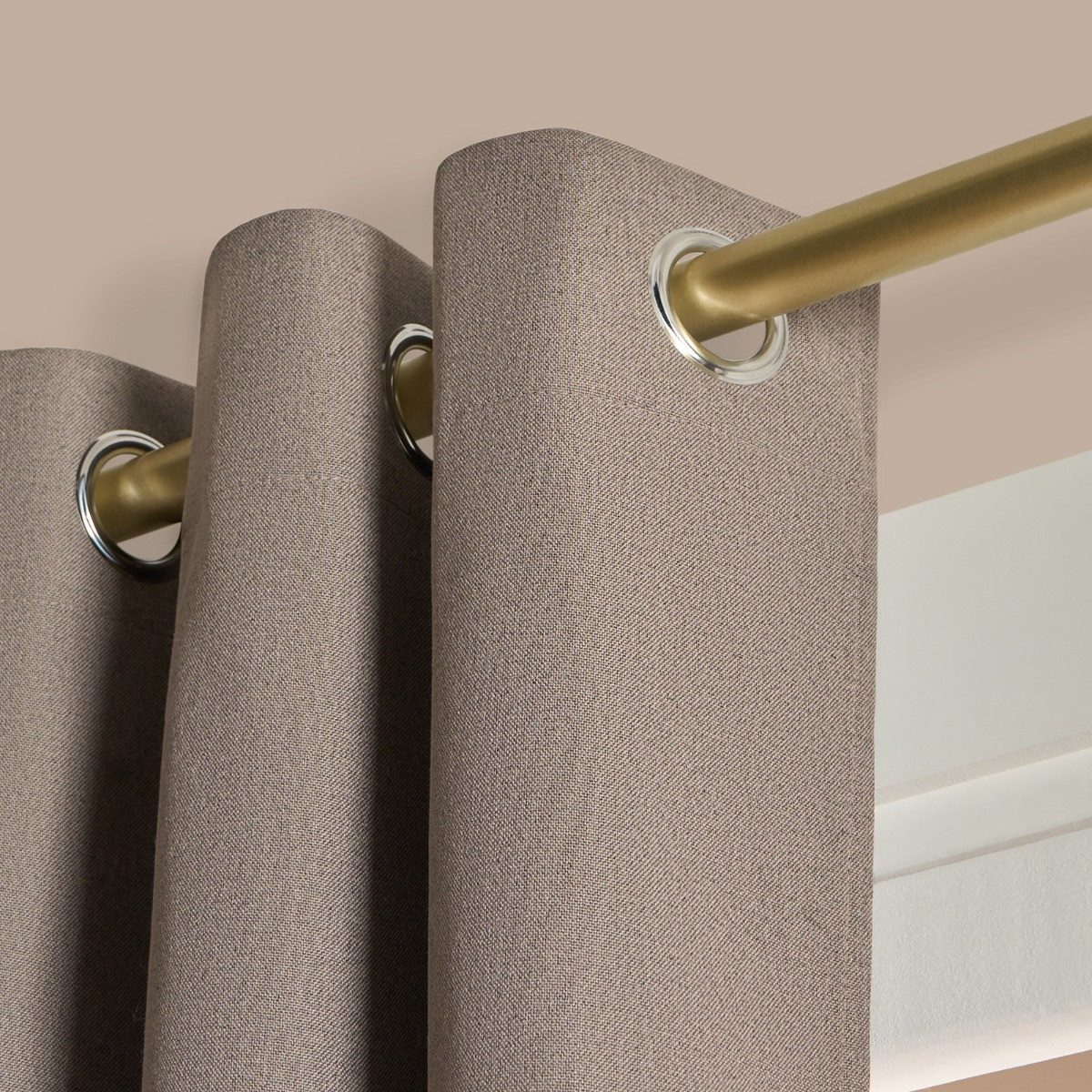 OHS Woven Texture Eyelet Ultra Blackout Curtains, Mink - 66 x 72">