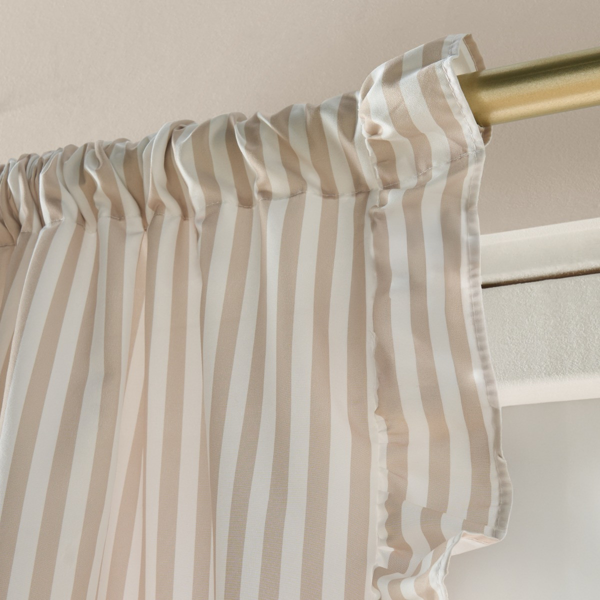 OHS Stripe Frill Voile - Natural/Cream>