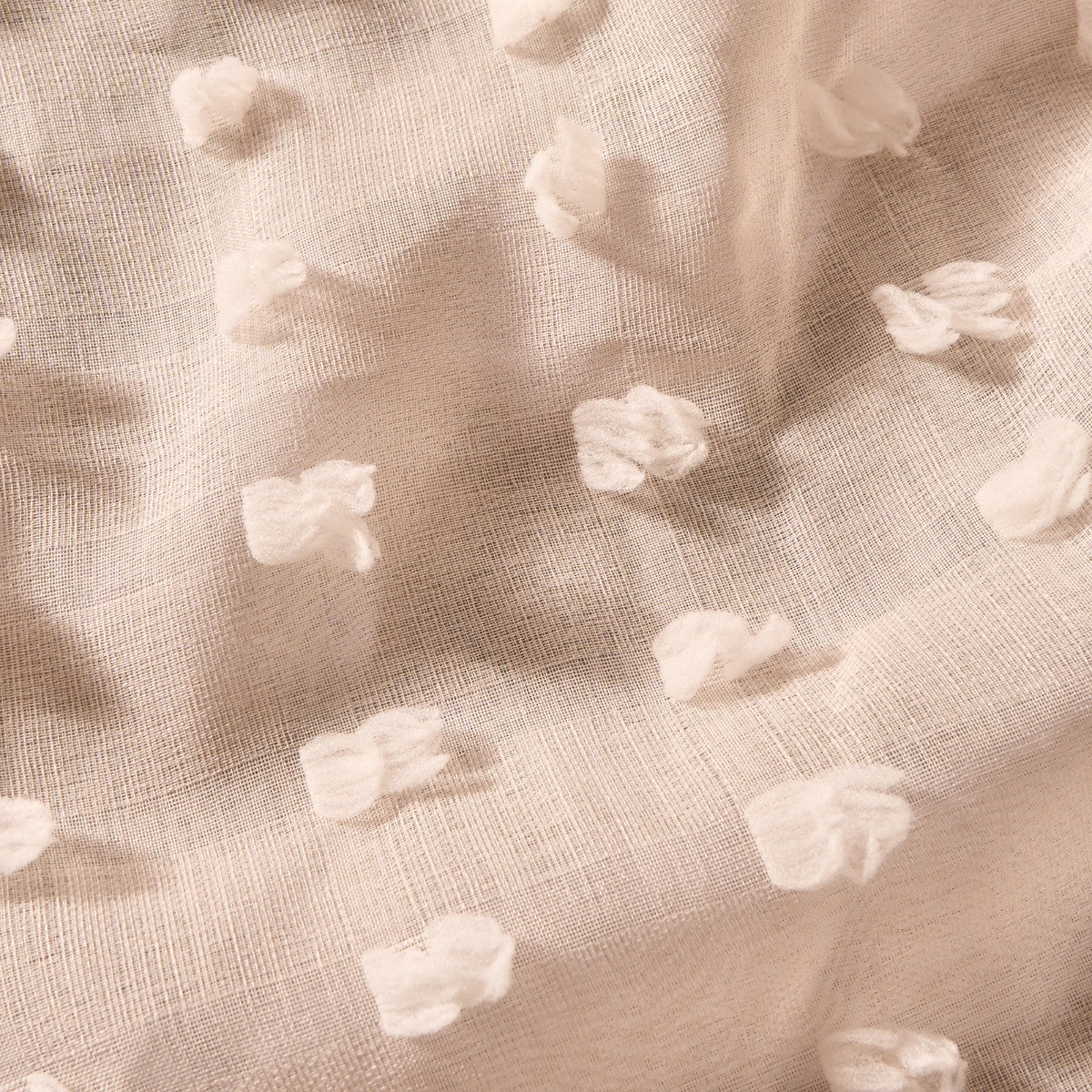 OHS Pompom Tufted Voile Curtains - Natural>