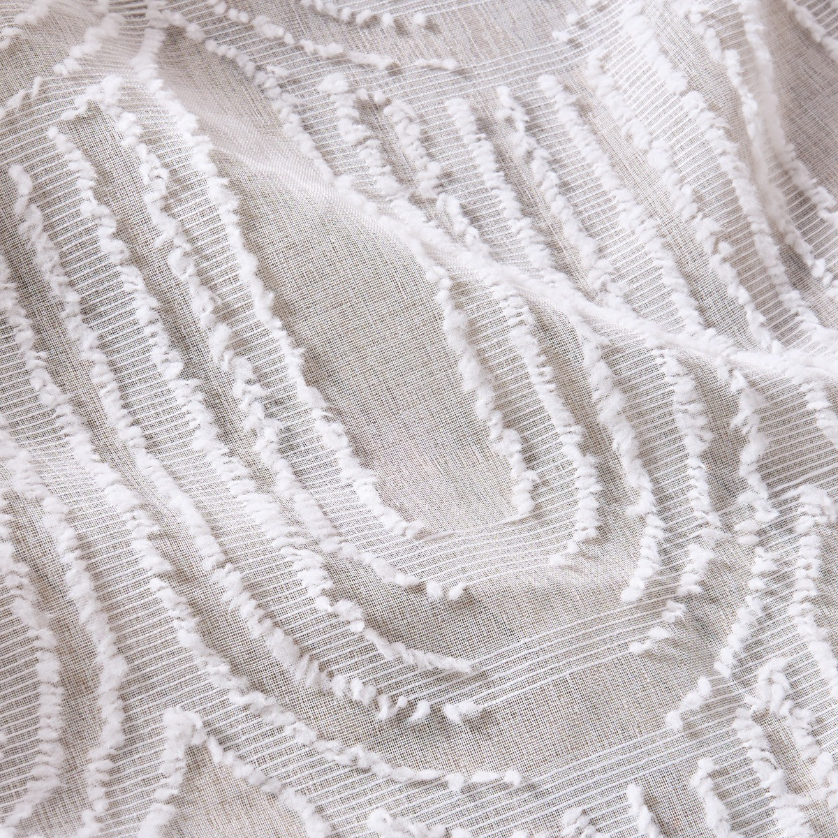 OHS Tufted Arches Voile Curtains - White>