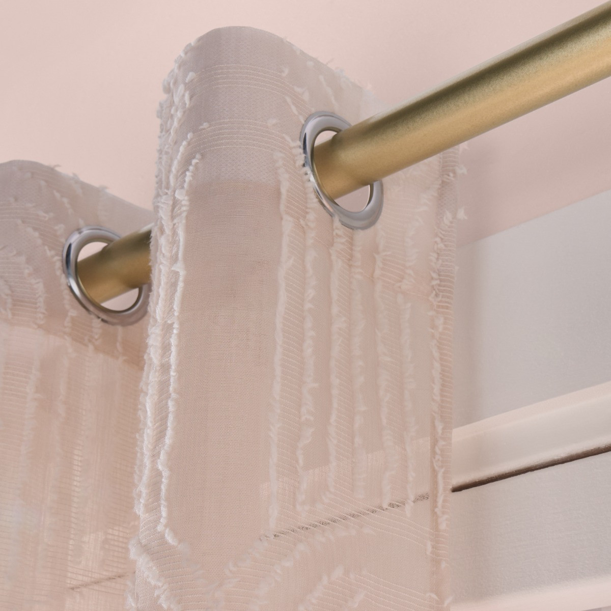 OHS Tufted Arches Voile Curtains - Natural>