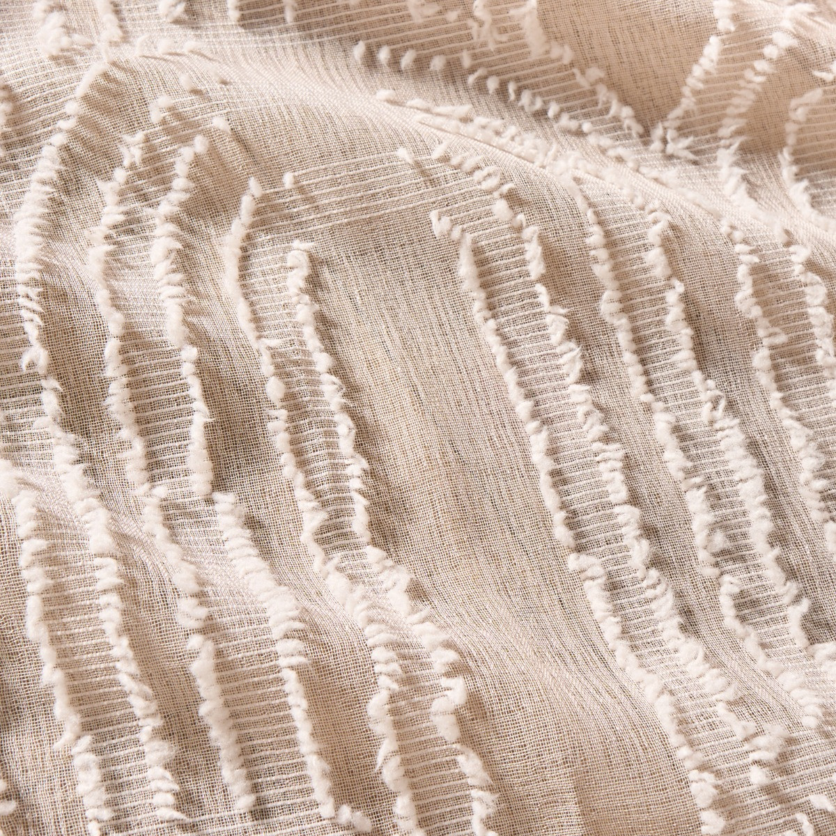 OHS Tufted Arches Voile Curtains - Natural>