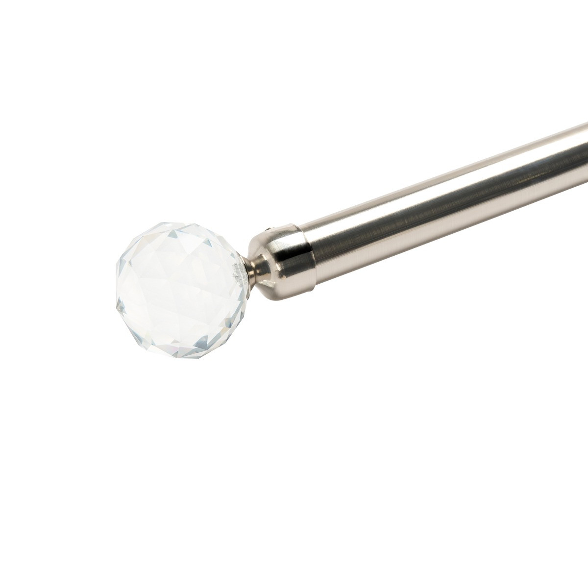 OHS 28mm Extendable Crystal Ball Curtain Pole, Silver - 120-220cm>