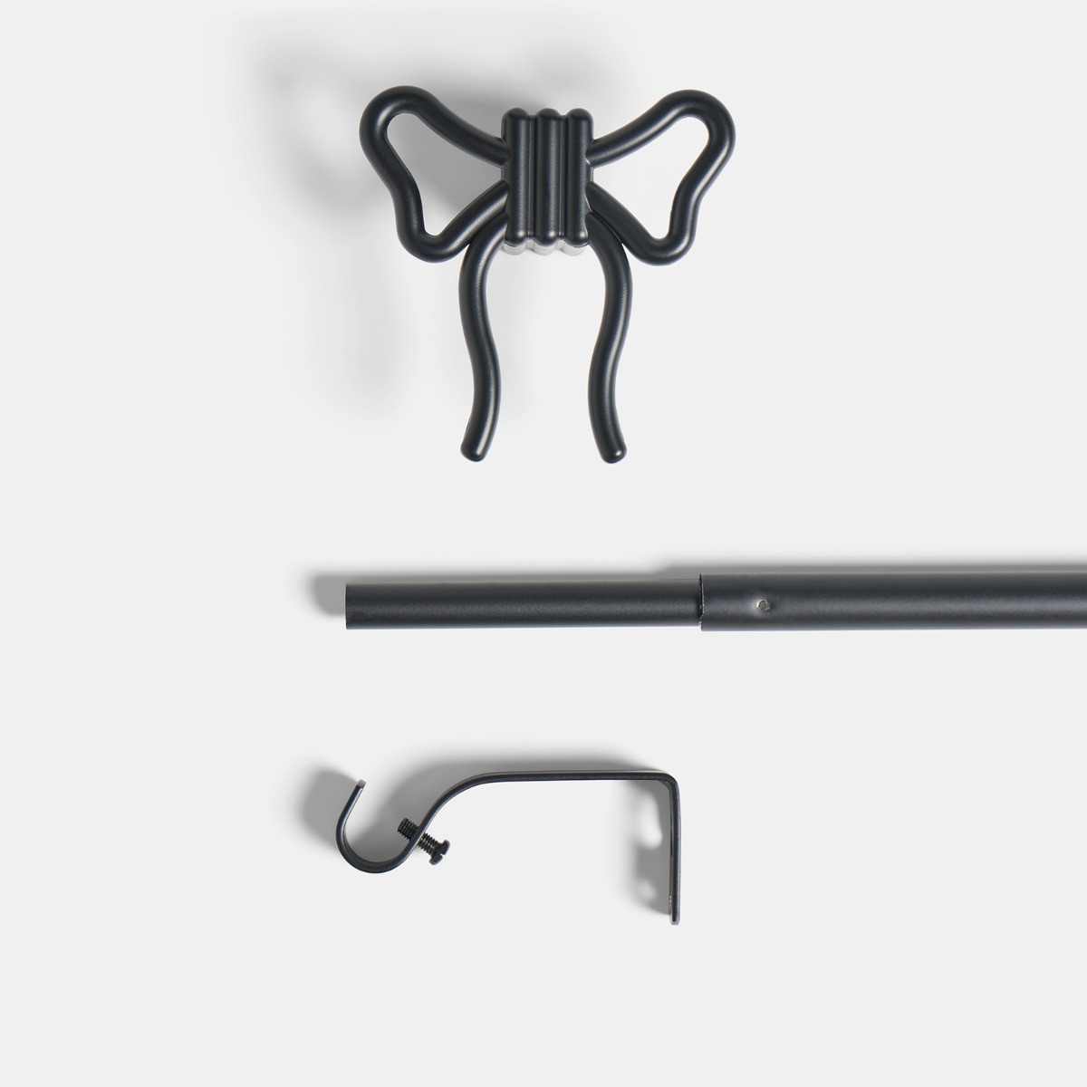 OHS 16mm Extendable Bow Curtain Pole, Black - 70-120cm>