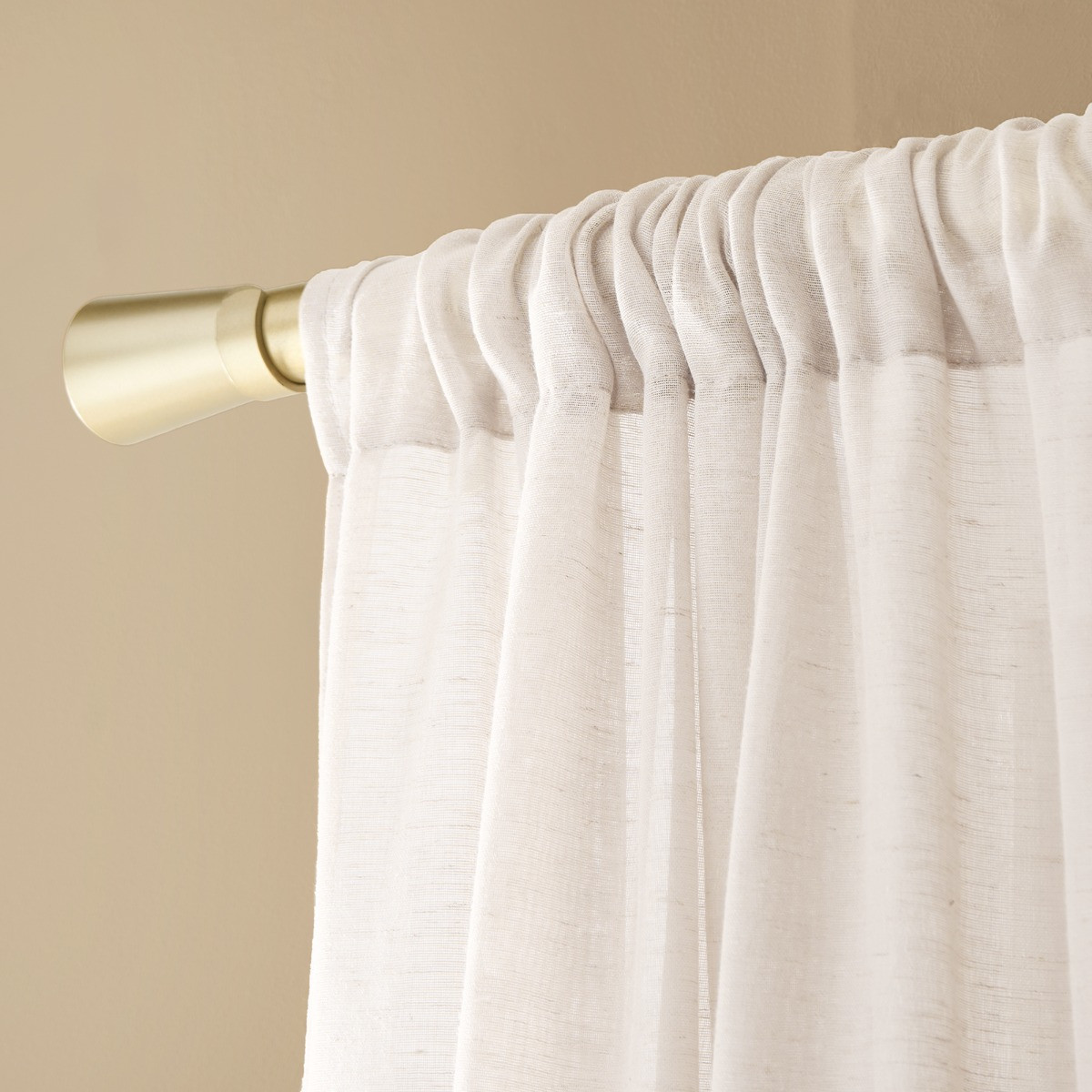 OHS Linen Look Slot Top Voile Curtains (Pair) - Ivory>