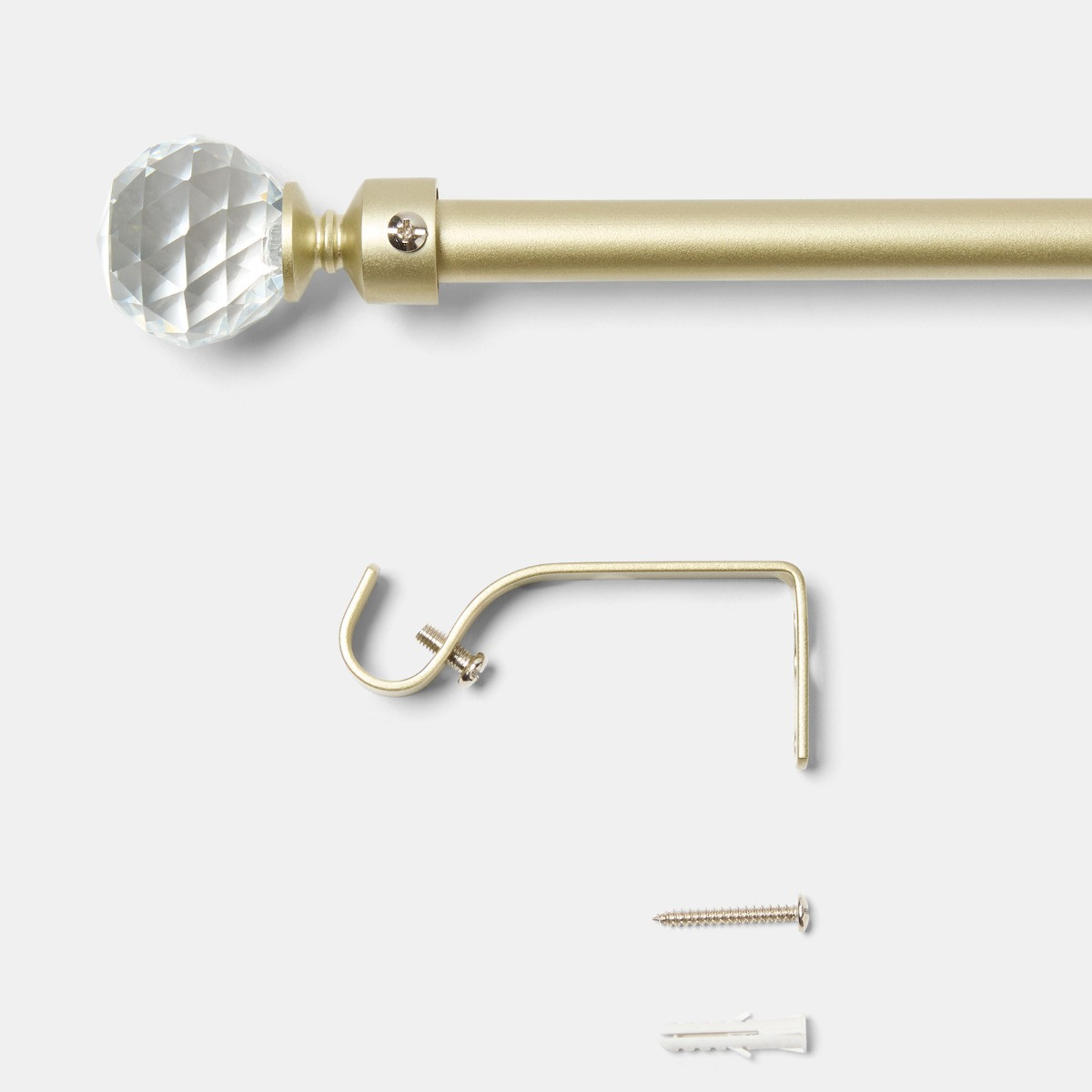 OHS Extendable Crystal Ball Curtain Pole - Brushed Gold>