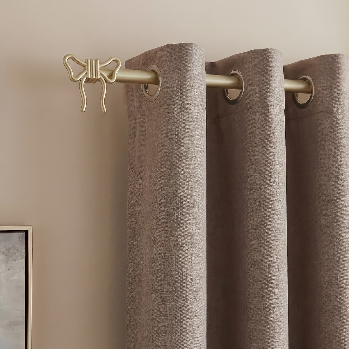 OHS 16mm Extendable Bow Curtain Pole, Brushed Gold - 120-220cm>
