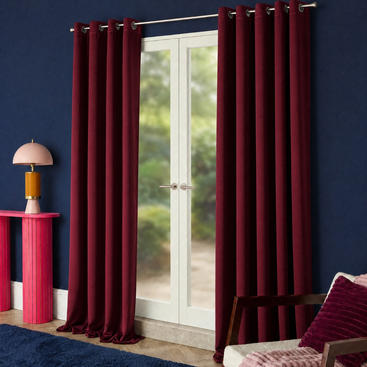 OHS Eyelet Blackout Curtains - Burgundy>