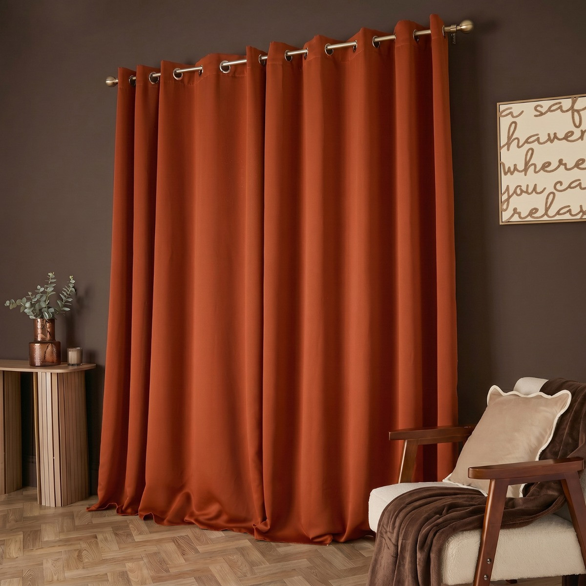 OHS Eyelet Blackout Curtains, Rust - 66X54in>
