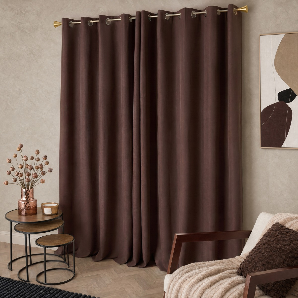 OHS Woven Texture Blackout Curtains - Brown>