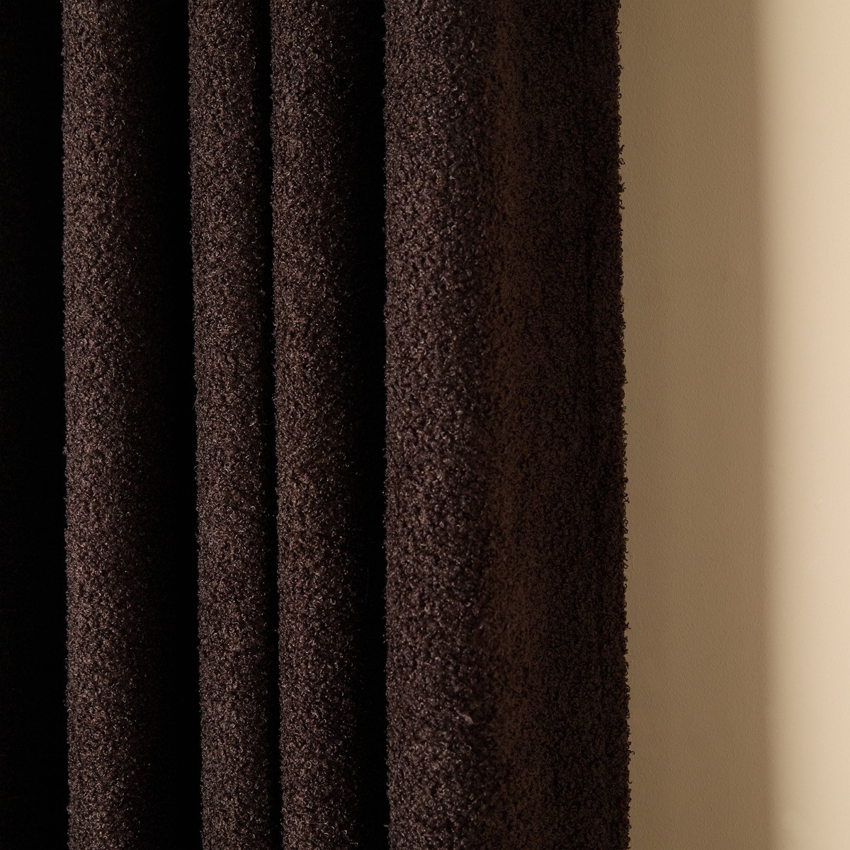 OHS Bouclé Eyelet Blackout Curtains - Brown>