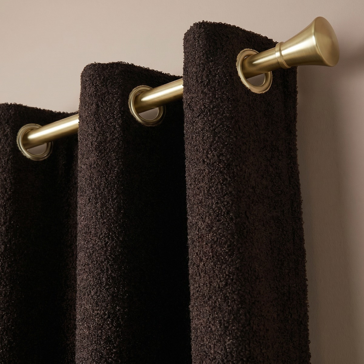 OHS Bouclé Eyelet Blackout Curtains - Brown>