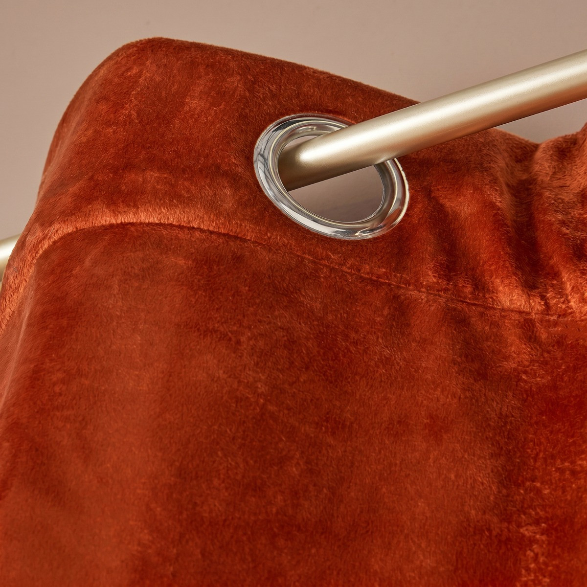 OHS Thermal Velvet Eyelet Curtains - Rust>