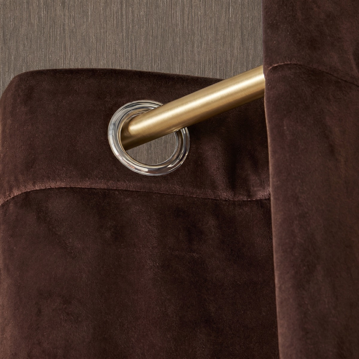 OHS Thermal Velvet Eyelet Curtains - Chocolate>