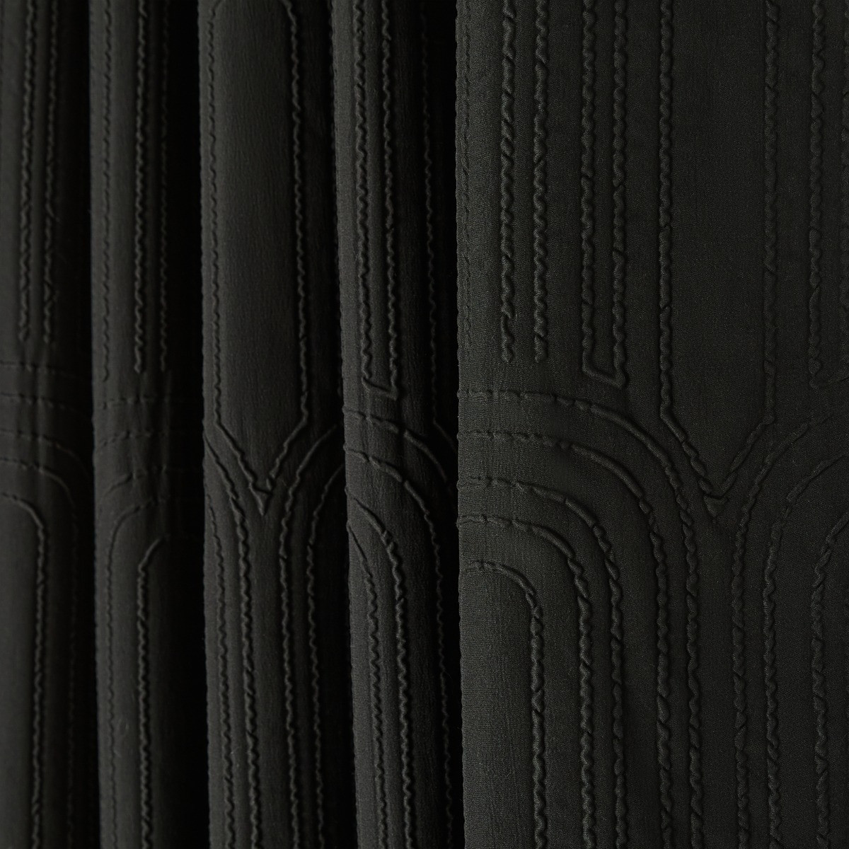 OHS Embossed Arches Eyelet Curtains - Black>